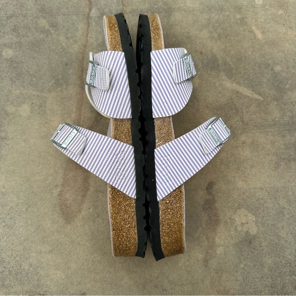 Birkenstock Birki’s Aziza Purple & White Stripe 2 Strap Sandals US 10-10.5 NEW - Picture 4 of 8